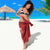 Red Polynesia Hammerhead Shark Tattoo With Plumeria Lei Sarong