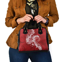 Red Polynesia Hammerhead Shark Tattoo With Plumeria Lei Shoulder Handbag