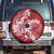 Red Polynesia Hammerhead Shark Tattoo With Plumeria Lei Spare Tire Cover