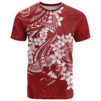 Red Polynesia Hammerhead Shark Tattoo With Plumeria Lei T Shirt