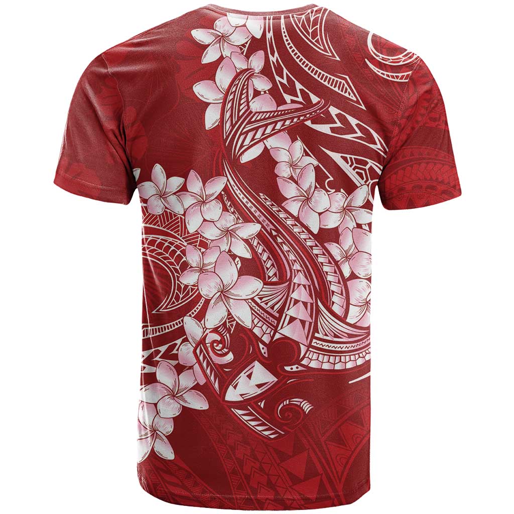 Red Polynesia Hammerhead Shark Tattoo With Plumeria Lei T Shirt