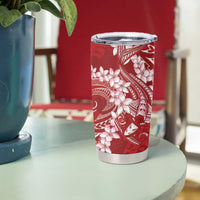 Red Polynesia Hammerhead Shark Tattoo With Plumeria Lei Tumbler Cup