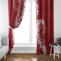 Red Polynesia Hammerhead Shark Tattoo With Plumeria Lei Window Curtain