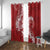 Red Polynesia Hammerhead Shark Tattoo With Plumeria Lei Window Curtain