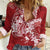 Red Polynesia Hammerhead Shark Tattoo With Plumeria Lei Women Casual Shirt