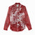 Red Polynesia Hammerhead Shark Tattoo With Plumeria Lei Women Casual Shirt