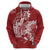 Red Polynesia Hammerhead Shark Tattoo With Plumeria Lei Zip Hoodie