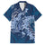 Navy Blue Polynesia Hammerhead Shark Tattoo With Plumeria Lei Family Matching Tank Maxi Dress and Hawaiian Shirt