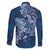 Navy Blue Polynesia Hammerhead Shark Tattoo With Plumeria Lei Family Matching Tank Maxi Dress and Hawaiian Shirt