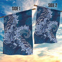 Navy Blue Polynesia Hammerhead Shark Tattoo With Plumeria Lei Garden Flag