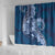 Navy Blue Polynesia Hammerhead Shark Tattoo With Plumeria Lei Shower Curtain