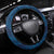 Navy Blue Polynesia Hammerhead Shark Tattoo With Plumeria Lei Steering Wheel Cover