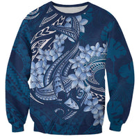 Navy Blue Polynesia Hammerhead Shark Tattoo With Plumeria Lei Sweatshirt