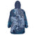 Navy Blue Polynesia Hammerhead Shark Tattoo With Plumeria Lei Wearable Blanket Hoodie