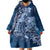 Navy Blue Polynesia Hammerhead Shark Tattoo With Plumeria Lei Wearable Blanket Hoodie