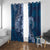 Navy Blue Polynesia Hammerhead Shark Tattoo With Plumeria Lei Window Curtain