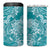 Teal Polynesia Hammerhead Shark Tattoo With Plumeria Lei 4 in 1 Can Cooler Tumbler