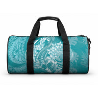 Teal Polynesia Hammerhead Shark Tattoo With Plumeria Lei Duffle Bag LT14 One size Teal - Polynesian Pride