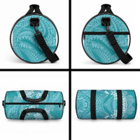 Teal Polynesia Hammerhead Shark Tattoo With Plumeria Lei Duffle Bag LT14 - Polynesian Pride