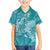 Teal Polynesia Hammerhead Shark Tattoo With Plumeria Lei Family Matching Tank Maxi Dress and Hawaiian Shirt