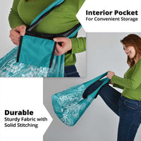 Teal Polynesia Hammerhead Shark Tattoo With Plumeria Lei Grocery Bag