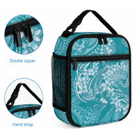 Teal Polynesia Hammerhead Shark Tattoo With Plumeria Lei Lunch Bag LT14 - Polynesian Pride