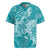 Teal Polynesia Hammerhead Shark Tattoo With Plumeria Lei Rugby Jersey