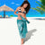 Teal Polynesia Hammerhead Shark Tattoo With Plumeria Lei Sarong