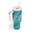 Teal Polynesia Hammerhead Shark Tattoo With Plumeria Lei Tumbler With Handle