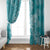 Teal Polynesia Hammerhead Shark Tattoo With Plumeria Lei Window Curtain