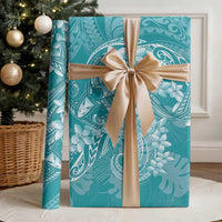 Teal Polynesia Hammerhead Shark Tattoo With Plumeria Lei Wrapping Paper - Polynesian Pride