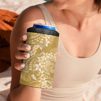 Yellow Polynesia Hammerhead Shark Tattoo With Plumeria Lei 4 in 1 Can Cooler Tumbler
