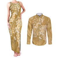 Yellow Polynesia Hammerhead Shark Tattoo With Plumeria Lei Couples Matching Tank Maxi Dress and Long Sleeve Button Shirt LT14 Yellow - Polynesian Pride