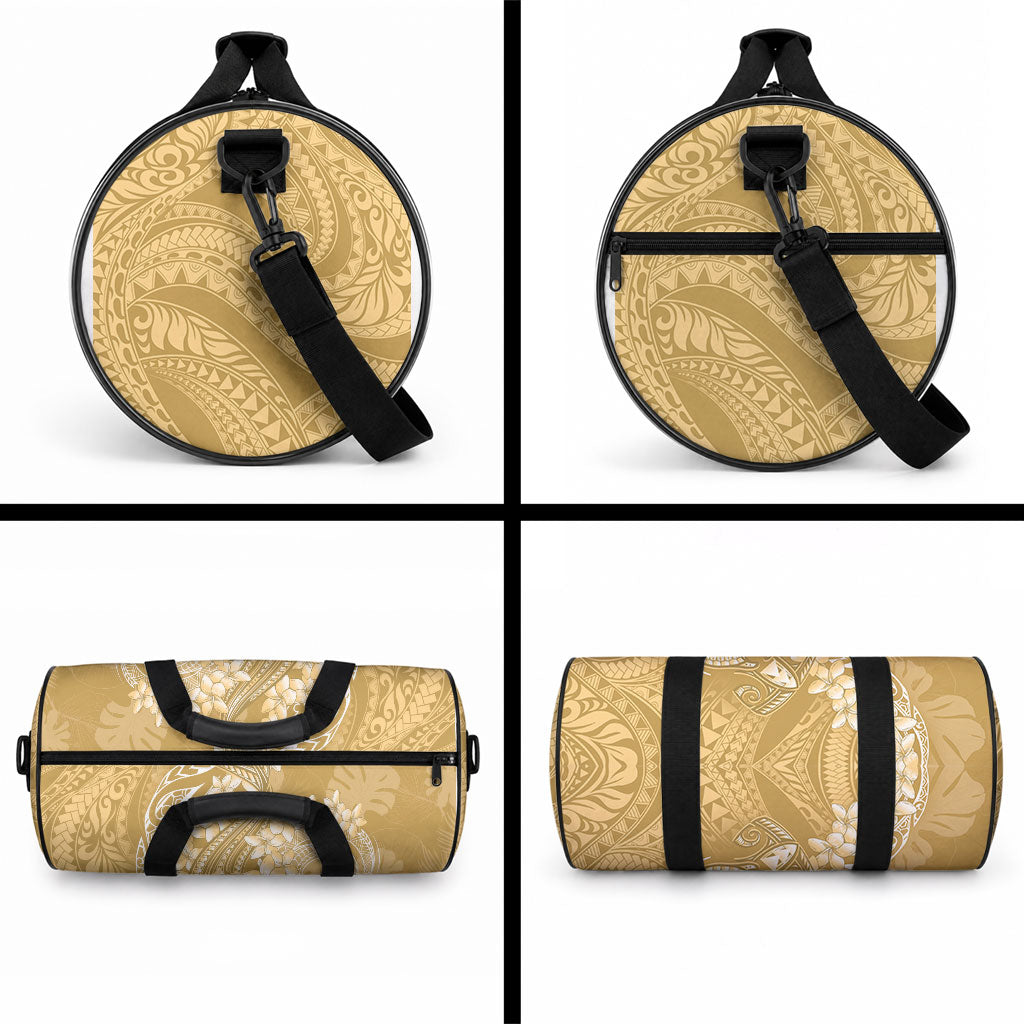 Yellow Polynesia Hammerhead Shark Tattoo With Plumeria Lei Duffle Bag LT14 - Polynesian Pride