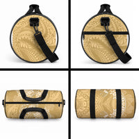 Yellow Polynesia Hammerhead Shark Tattoo With Plumeria Lei Duffle Bag LT14 - Polynesian Pride