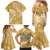 Yellow Polynesia Hammerhead Shark Tattoo With Plumeria Lei Family Matching Mermaid Dress and Hawaiian Shirt