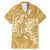 Yellow Polynesia Hammerhead Shark Tattoo With Plumeria Lei Family Matching Mermaid Dress and Hawaiian Shirt