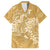 Yellow Polynesia Hammerhead Shark Tattoo With Plumeria Lei Family Matching Tank Maxi Dress and Hawaiian Shirt