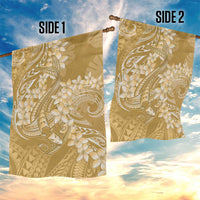 Yellow Polynesia Hammerhead Shark Tattoo With Plumeria Lei Garden Flag