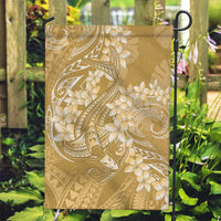 Yellow Polynesia Hammerhead Shark Tattoo With Plumeria Lei Garden Flag