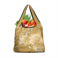 Yellow Polynesia Hammerhead Shark Tattoo With Plumeria Lei Grocery Bag