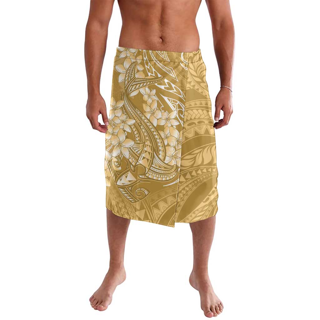 Yellow Polynesia Hammerhead Shark Tattoo With Plumeria Lei Lavalava