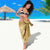 Yellow Polynesia Hammerhead Shark Tattoo With Plumeria Lei Sarong