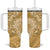 Yellow Polynesia Hammerhead Shark Tattoo With Plumeria Lei Tumbler With Handle