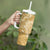 Yellow Polynesia Hammerhead Shark Tattoo With Plumeria Lei Tumbler With Handle