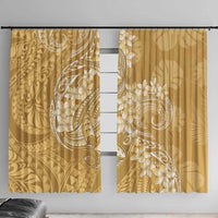 Yellow Polynesia Hammerhead Shark Tattoo With Plumeria Lei Window Curtain