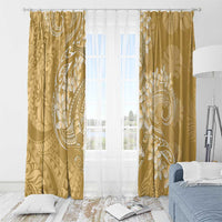 Yellow Polynesia Hammerhead Shark Tattoo With Plumeria Lei Window Curtain