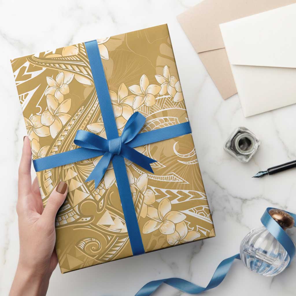 Yellow Polynesia Hammerhead Shark Tattoo With Plumeria Lei Wrapping Paper - Polynesian Pride