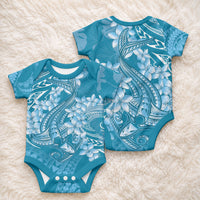 Blue Polynesia Hammerhead Shark Tattoo With Plumeria Lei Baby Onesie LT14 - Polynesian Pride
