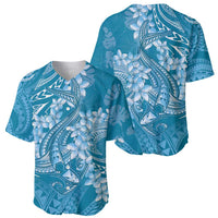 Blue Polynesia Hammerhead Shark Tattoo With Plumeria Lei Baseball Jersey